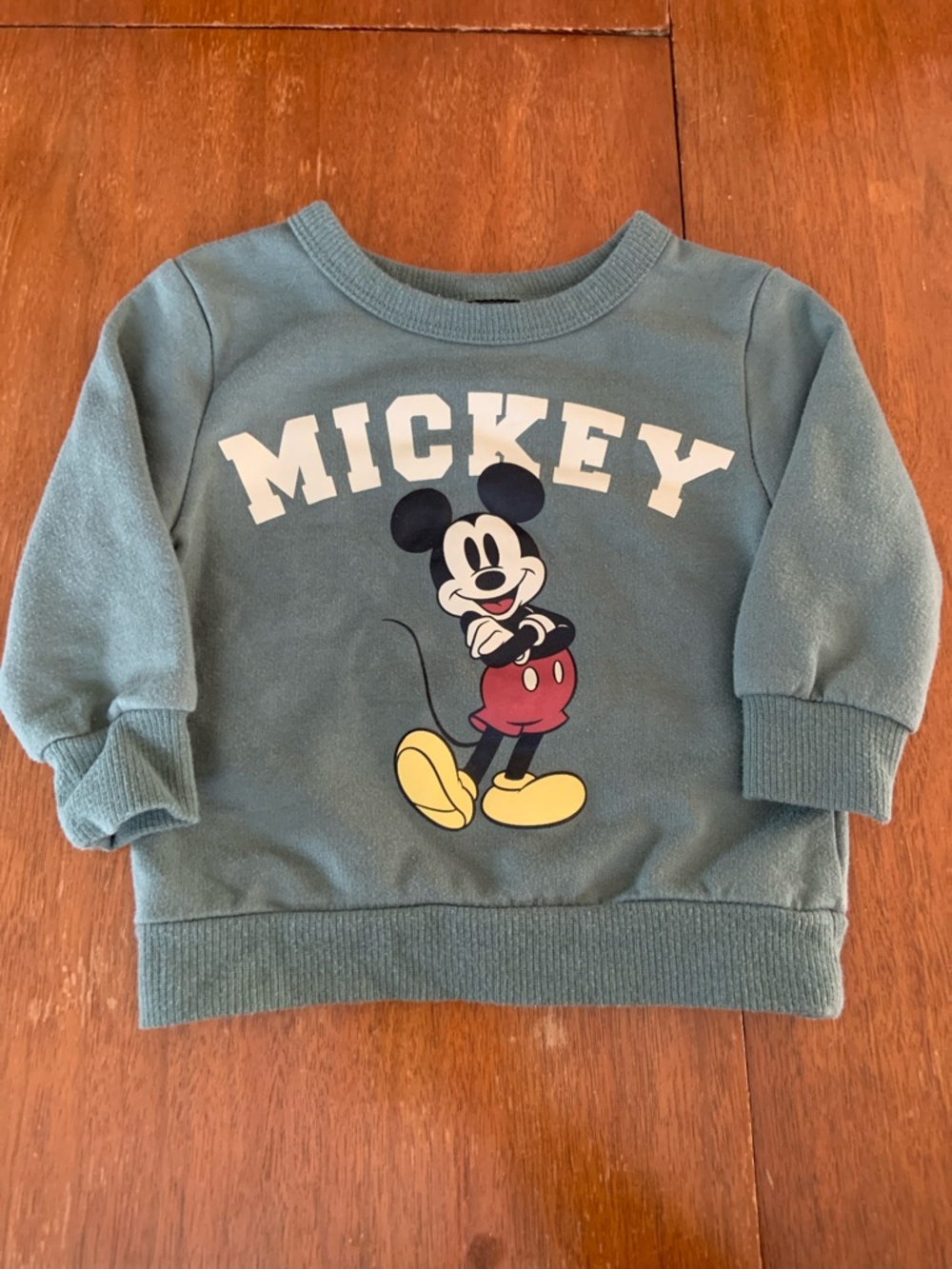 🍊5/$25 Disney Teal Green Mickey Mouse Sweatshirt for Kids size 3-6m